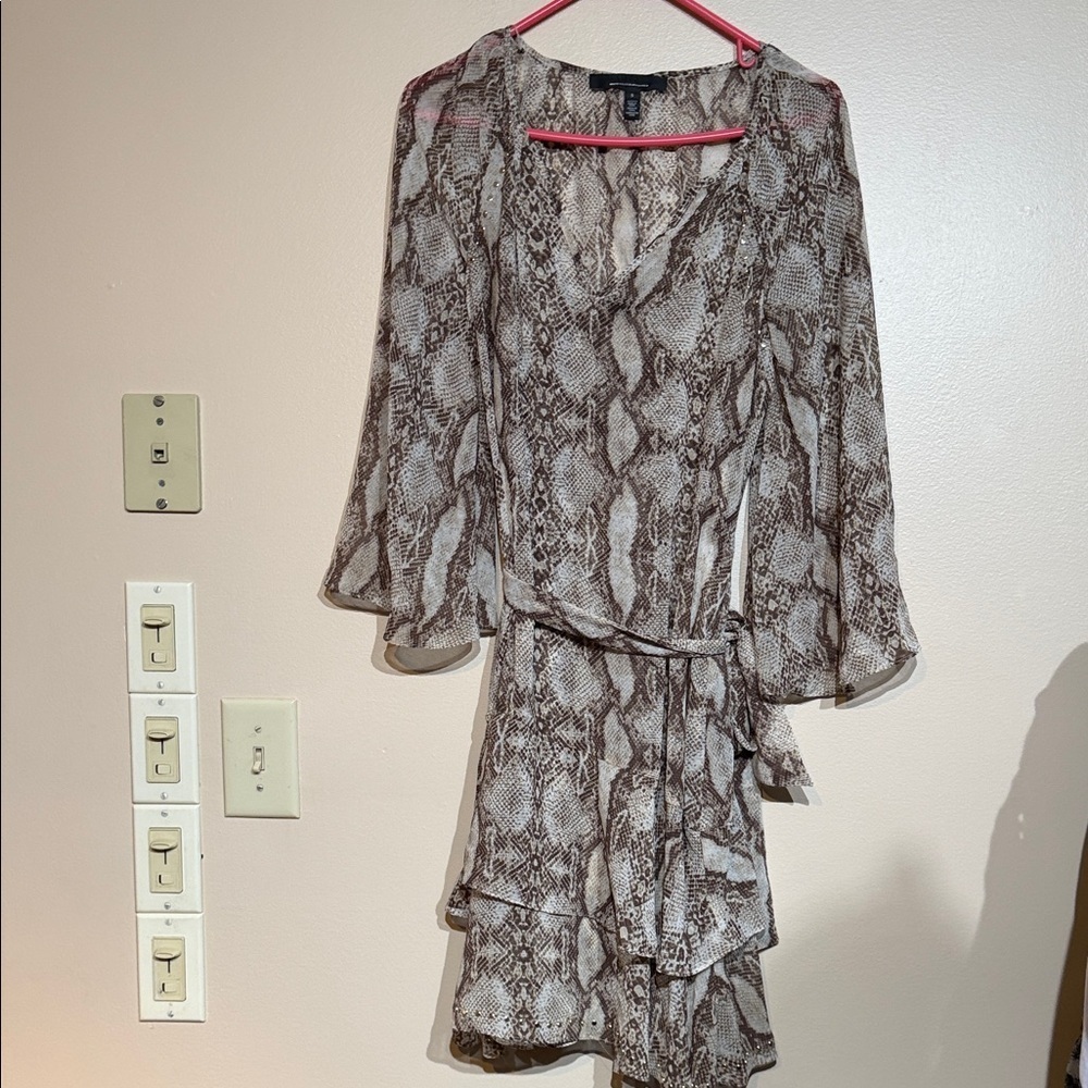 White House Black Market Snake Print Long Sleeve Dress
